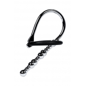 Серебристый уретральный плаг-бусины TOYFA Metal с мягким фиксириющим кольцом - ToyFa - купить с доставкой в Чебоксарах