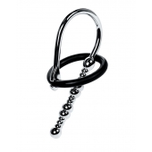 Серебристый уретральный плаг-бусины TOYFA Metal с мягким фиксириющим кольцом - ToyFa - купить с доставкой в Чебоксарах