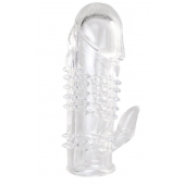 Прозрачная гелевая насадка с шипами и клиторальным отростком - 13 см. - Toyfa Basic - в Чебоксарах купить с доставкой