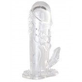 Прозрачная гелевая насадка с клиторальным отростком - 13 см. - Toyfa Basic - в Чебоксарах купить с доставкой