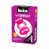Розовое эрекционное виброкольцо Luxe VIBRO  Бархатный молот  + презерватив - Luxe - в Чебоксарах купить с доставкой