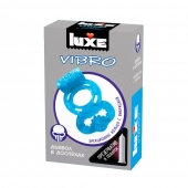Голубое эрекционное виброкольцо Luxe VIBRO  Дьявол в доспехах  + презерватив - Luxe - в Чебоксарах купить с доставкой