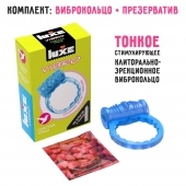 Голубое эрекционное виброкольцо Luxe VIBRO  Райская птица  + презерватив - Luxe - в Чебоксарах купить с доставкой