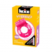 Розовое эрекционное виброкольцо Luxe VIBRO  Ужас Альпиниста  + презерватив - Luxe - в Чебоксарах купить с доставкой