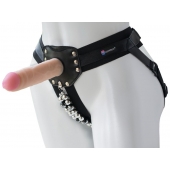 Черный пояс-трусики с насадкой  Гламур Dana  - 15,5 см. - LOVETOY (А-Полимер) - купить с доставкой в Чебоксарах