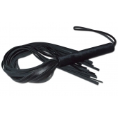 Чёрная кожаная плеть с жесткой ручкой - 63 см. - Sitabella - купить с доставкой в Чебоксарах