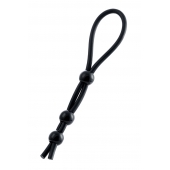 Черное лассо на пенис с тремя бусинами - A-toys - в Чебоксарах купить с доставкой