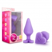 Фиолетовая анальная пробка Naughty Candy Heart Do Me Now - 8,9 см. - Blush Novelties - купить с доставкой в Чебоксарах