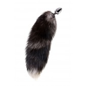 Серебристая металлическая анальная втулка с хвостом чернобурой лисы - размер S - ToyFa - купить с доставкой в Чебоксарах