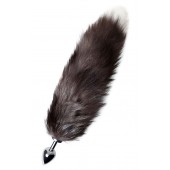 Серебристая металлическая анальная втулка с хвостом чернобурой лисы - размер S - ToyFa - купить с доставкой в Чебоксарах