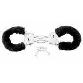 Меховые чёрные наручники Beginner s Furry Cuffs - Pipedream - купить с доставкой в Чебоксарах