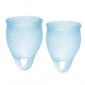 Набор голубых менструальных чаш Feel confident Menstrual Cup - Satisfyer - купить с доставкой в Чебоксарах