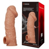 Телесная насадка на фаллос с отверстием для мошонки EXTREME SLEEVE - 17,6 см. - KOKOS - в Чебоксарах купить с доставкой