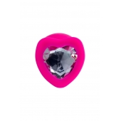 Розовая анальная втулка Diamond Heart с прозрачным кристаллом - 9,5 см. - ToyFa - купить с доставкой в Чебоксарах