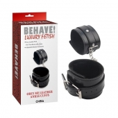 Черные оковы на ноги Obey Me Leather Ankle Cuffs - Chisa - купить с доставкой в Чебоксарах