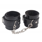 Черные оковы на ноги Obey Me Leather Ankle Cuffs - Chisa - купить с доставкой в Чебоксарах