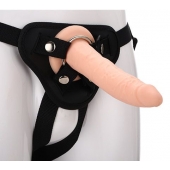 Телесный страпон на черных трусиках STRAP ON REAL DILDO - 20 см. - Dream Toys - купить с доставкой в Чебоксарах