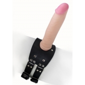Черный узкий пояс на бедро с телесной насадкой - LOVETOY (А-Полимер) - купить с доставкой в Чебоксарах