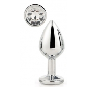 Серебристая анальная втулка с прозрачным кристаллом - 7,1 см. - Dream Toys - купить с доставкой в Чебоксарах