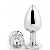 Серебристая анальная втулка с прозрачным кристаллом - 7,1 см. - Dream Toys - купить с доставкой в Чебоксарах