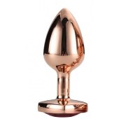 Золотистая анальная втулка с кристаллом-сердечком розового цвета - 7,1 см. - Dream Toys - купить с доставкой в Чебоксарах