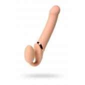 Телесный безремневой вибрострапон Vibrating Bendable Strap-On L - Strap-on-me - купить с доставкой в Чебоксарах