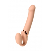 Телесный безремневой вибрострапон Vibrating Bendable Strap-On L - Strap-on-me - купить с доставкой в Чебоксарах