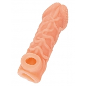 Телесная закрытая насадка с венками Cock Sleeve Size L - 17,6 см. - KOKOS - в Чебоксарах купить с доставкой