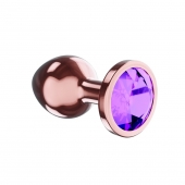 Пробка цвета розового золота с фиолетовым кристаллом Diamond Amethyst Shine S - 7,2 см. - Lola Games - купить с доставкой в Чебоксарах