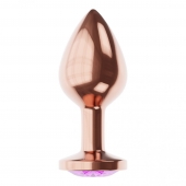 Пробка цвета розового золота с фиолетовым кристаллом Diamond Amethyst Shine S - 7,2 см. - Lola Games - купить с доставкой в Чебоксарах