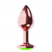 Пробка цвета розового золота с лаймовым кристаллом Diamond Emerald Shine S - 7,2 см. - Lola Games - купить с доставкой в Чебоксарах