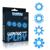 Набор из 4 голубых, светящихся в темноте эрекционных колец Lumino Play - Lovetoy - в Чебоксарах купить с доставкой
