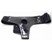 Чёрные лаковые трусики для страпона - БДСМ Арсенал - купить с доставкой в Чебоксарах