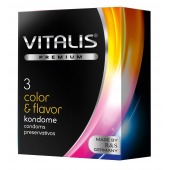 Цветные ароматизированные презервативы VITALIS PREMIUM color   flavor - 3 шт. - Vitalis - купить с доставкой в Чебоксарах