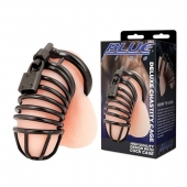 Черная металлическая клетка с замком Deluxe Chastity Cage - BlueLine - купить с доставкой в Чебоксарах