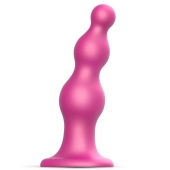 Розовая насадка Strap-On-Me Dildo Plug Beads size S - Strap-on-me - купить с доставкой в Чебоксарах