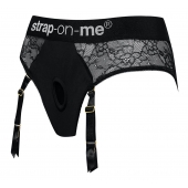 Черные трусики для насадок Diva Lingerie Harness - size S - Strap-on-me - купить с доставкой в Чебоксарах