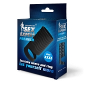Черная открытая насадка на пенис с кольцом для мошонки XXXL-size - 9,9 см. - Sex Expert - в Чебоксарах купить с доставкой