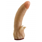 Телесная гелевая насадка-фаллос с клиторальными лепестками - 18,5 см. - LOVETOY (А-Полимер) - купить с доставкой в Чебоксарах
