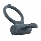 Серое перезаряжаемое эрекционное кольцо с вибрацией Power Clit - Dorcel - в Чебоксарах купить с доставкой