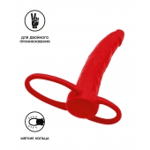Красная насадка на пенис для двойного проникновения Black Red - 16,5 см. - ToyFa - купить с доставкой в Чебоксарах