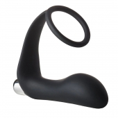 Черное эрекционное кольцо с вибропробкой Vibrating Anal Plug With Cockring - Dream Toys - в Чебоксарах купить с доставкой