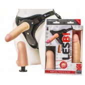 Телесный страпон Harness LESBI с вагинальной пробкой - 16,5 см. - LOVETOY (А-Полимер) - купить с доставкой в Чебоксарах