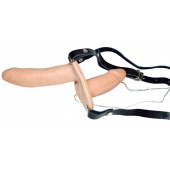 Телесный женский страпон с вагинальной пробкой Strap-On Duo - 15 см. - Orion - купить с доставкой в Чебоксарах