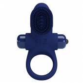Синее эрекционное виброкольцо в клиторальной щеточкой - Baile - в Чебоксарах купить с доставкой
