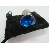 Анальное украшение BUTT PLUG  Small с синим кристаллом - 7 см. - Anal Jewelry Plug - купить с доставкой в Чебоксарах