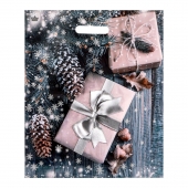 Новогодний пакет с принтом в виде подарков и вырубной ручкой (45х38 см) - Сима-Ленд - купить с доставкой в Чебоксарах