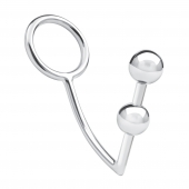 Кольцо на пенис с анальным стимулятором Two Bead Stainless Steel Anal Hook   Cock Ring - BlueLine - в Чебоксарах купить с доставкой
