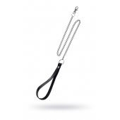 Поводок с ручкой из черной натуральной кожи и карабином для ошейника - Pecado - купить с доставкой в Чебоксарах