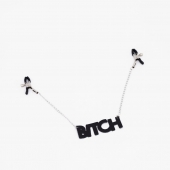 Зажимы на соски с кожаной подвеской Bitch - Crazy Handmade - купить с доставкой в Чебоксарах